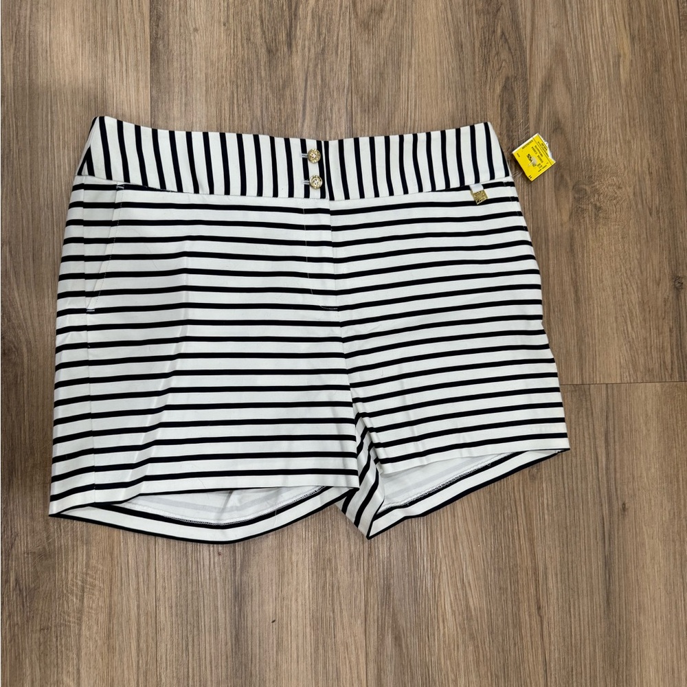 NWT  Black and White Striped Women Shorts size 14